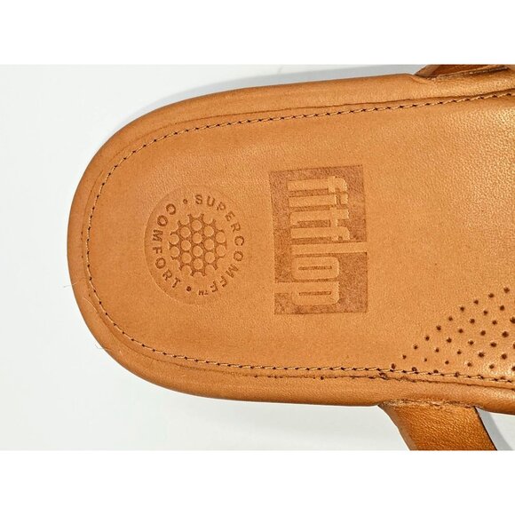 FitFlop Women's Brown Leather Lumy Strappy Studded Slide On Sandals Size 10 2428 - Picture 10 of 16